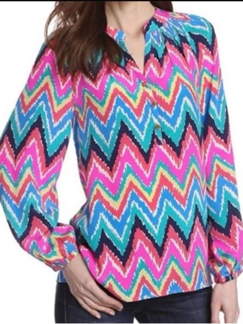 Lilly Pulitzer Hearts a Flutter
Elsa 100% Silk Blouse SZ Medium